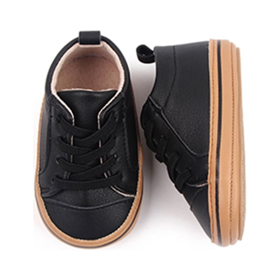 Michellecmm Infant Baby Boys Girls Moccasins Sneakers Solid Color/Contrast Color PU Leather Anti-Slip Sole Prewalker First Walker Shoes