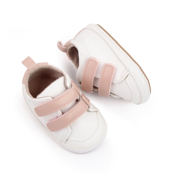 Michellecmm Infant Baby Boys Girls Moccasins Sneakers Solid Color/Contrast Color PU Leather Anti-Slip Sole Prewalker First Walker Shoes