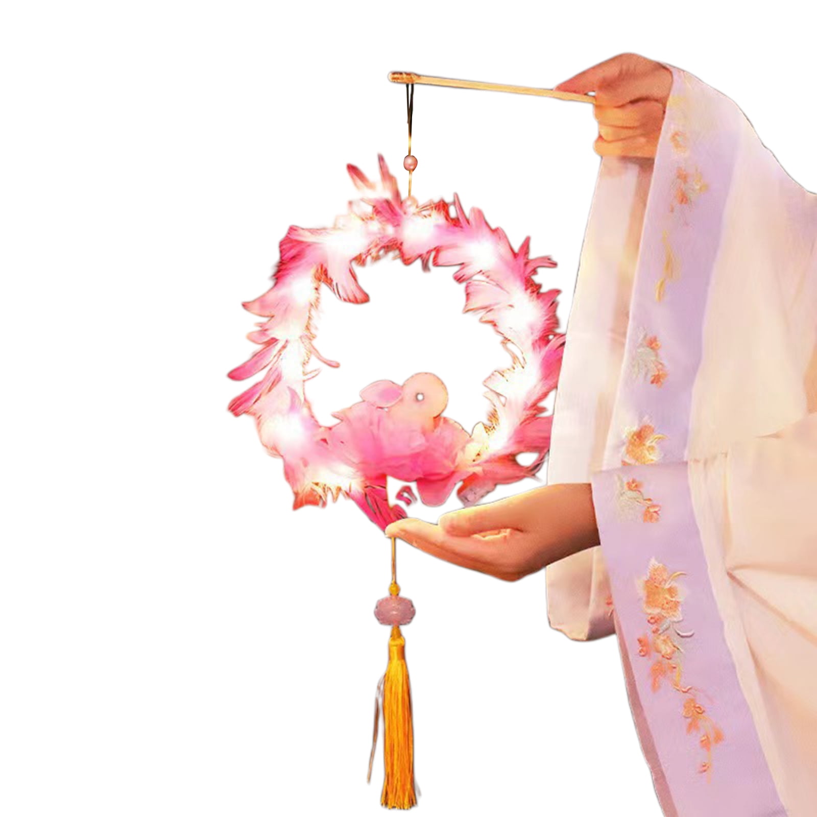 Michellecmm Kids Adults Handheld DIY Lantern Lights Jade Rabbit Feather ...