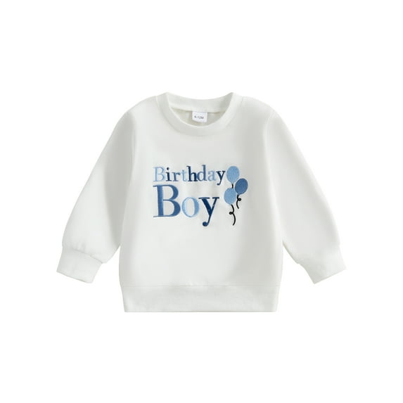 Michellecmm Kids Birthday Sweatshirt Letter Embroidery Long Sleeve Pullovers