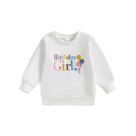 Michellecmm Kids Birthday Sweatshirt Letter Embroidery Long Sleeve Pullovers