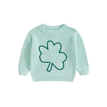 Michellecmm Kids Sweater, Long Sleeve Crew Neck Clover Warm Winter Sweater Irish Holiday Clothes