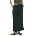 thumbnail image 1 of Michellecmm  Ladies Skirt Waist Drawstring Multi Pocket Solid Long Cargo Skirt, 1 of 5