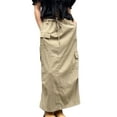thumbnail image 1 of Michellecmm  Ladies Skirt Waist Drawstring Multi Pocket Solid Long Cargo Skirt, 1 of 2