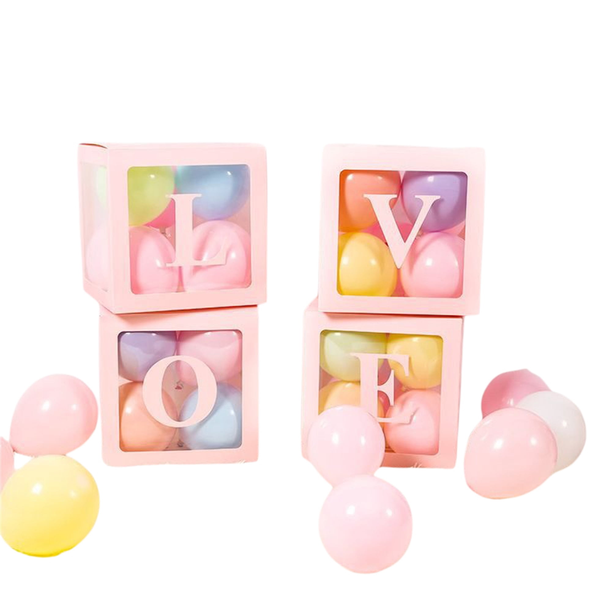 Michellecmm Love Boxes with Letters 4 Transparent Balloon Boxes Clear ...