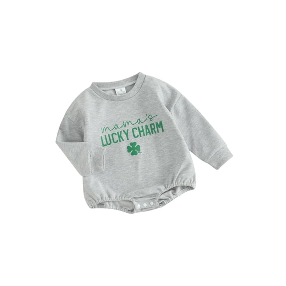 Michellecmm Matching Mother Baby Outfits, Long Sleeve Romper + Clover Sweatshirt