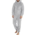 thumbnail image 1 of Michellecmm Men's Hooded Winter Fall Pajamas Fleece Solid Color Zipper Front Full Length Jumpsuit Sleepwear, 1 of 6