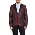thumbnail image 1 of Michellecmm  Men’s Jacquard Blazer Long Sleeve Dress Jacket One Button Suit Jacket, 1 of 9