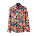 thumbnail image 1 of Michellecmm Men’s Shirt, Long Sleeve Turn-down Collar Button-down Shirt Flower/Leaves Print Fall Casual Tops Streetwear, 1 of 9