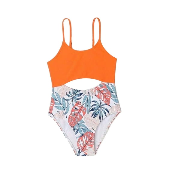 Michellecmm Mommy and Me Swimsuit, Family Matching Leaf Print Romper and Shorts