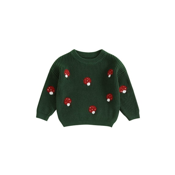 Michellecmm Newborn Girl Boy Sweater Casual Mushroom Embroidery Knitted Pullover