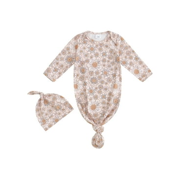 Michellecmm  Newborn Sleeping Bags Long Sleeve Knotted Swaddle with Matching Hat