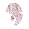 thumbnail image 1 of Michellecmm Toddler Girl Easter Outfits Easter Eggs Carrot Bow Print Crew Neck Long Sleeve Tops Long Pants 2Pcs Clothes Set, 1 of 9
