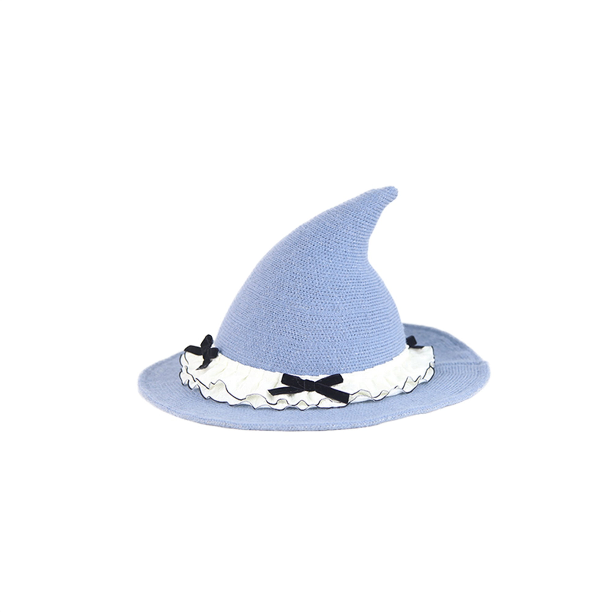 Michellecmm Witch Hat for Women Cute Ruffle Bow Wizard Hat Wide Brim ...