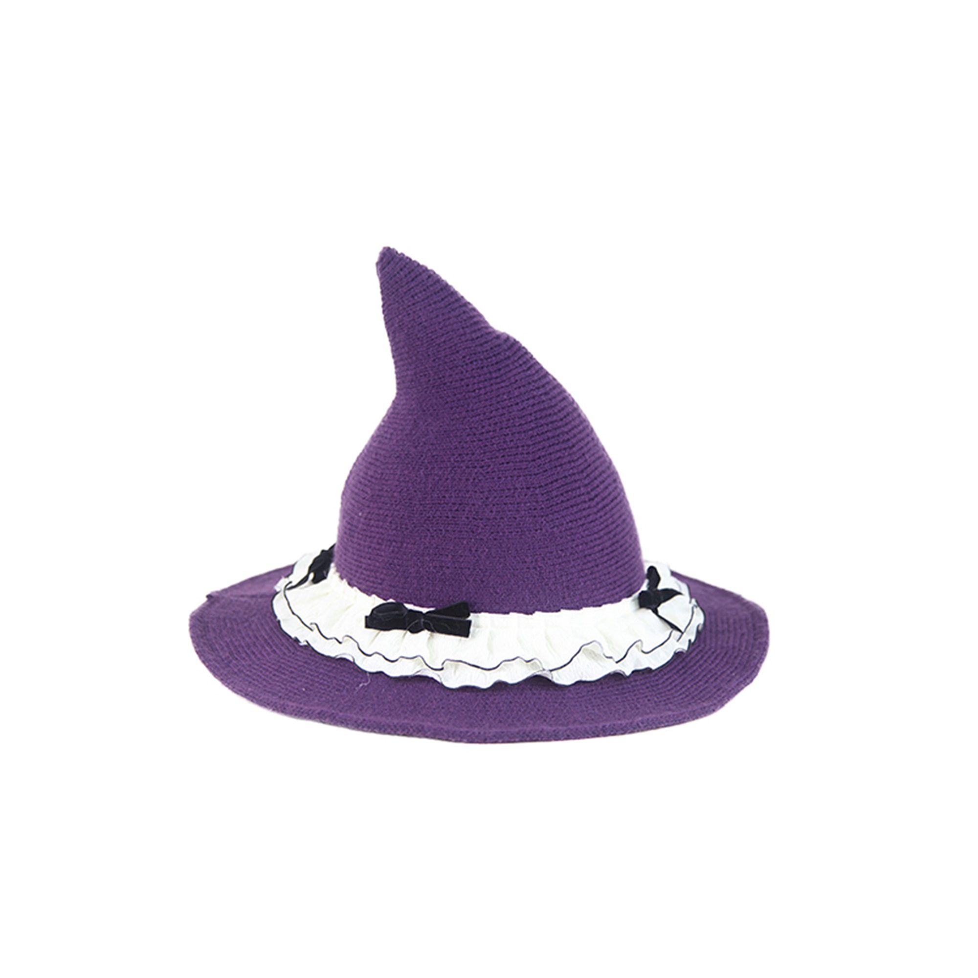 Michellecmm Witch Hat for Women Cute Ruffle Bow Wizard Hat Wide Brim ...
