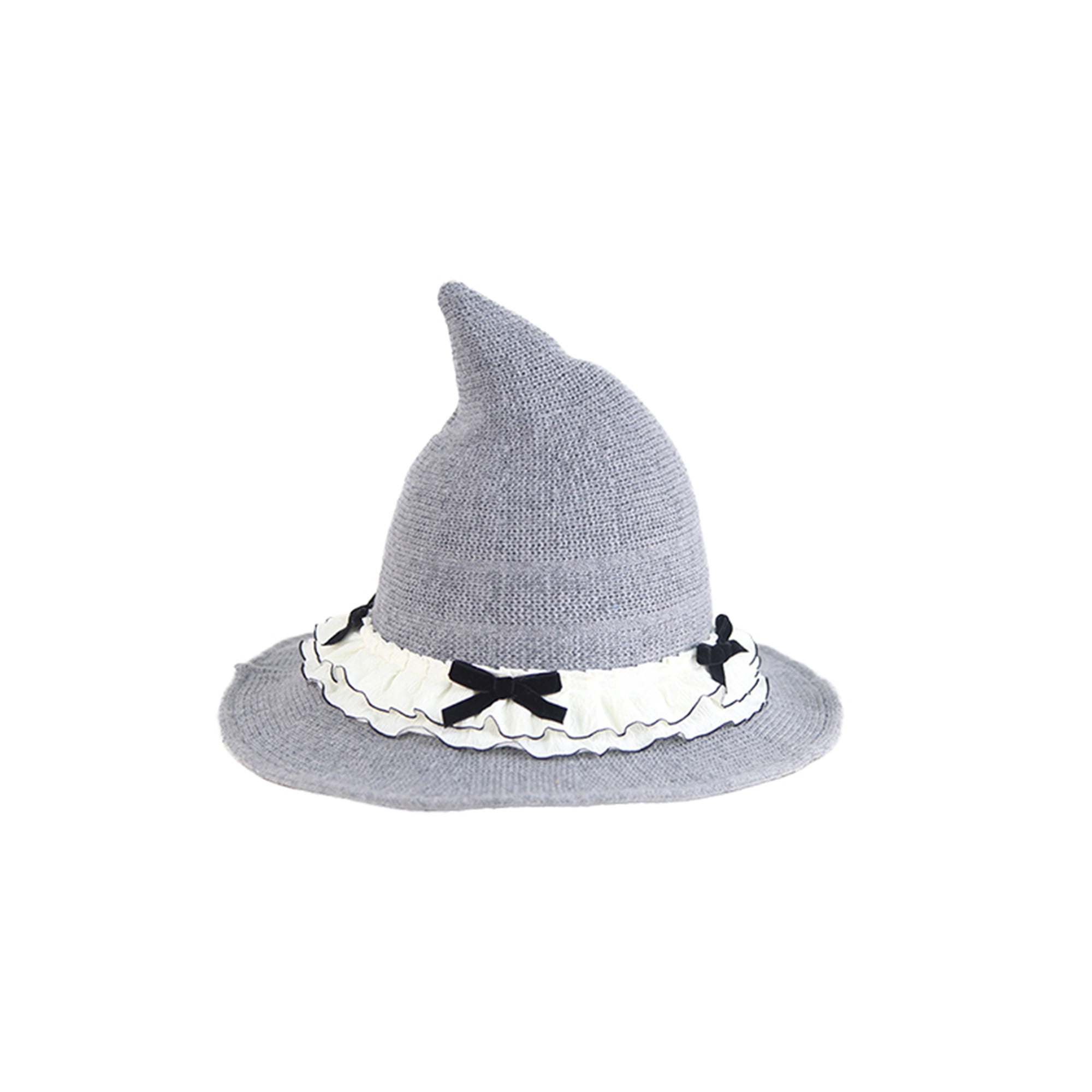 Michellecmm Witch Hat for Women Cute Ruffle Bow Wizard Hat Wide Brim ...