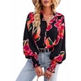 thumbnail image 1 of Michellecmm  Women Button up Shirt Contrast Color Loose Casual Long Sleeve Blouse, 1 of 7