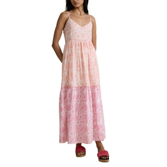 Michellecmm Women Cami Dress Plaid/Print V-Neck Spaghetti Straps A-line Dress