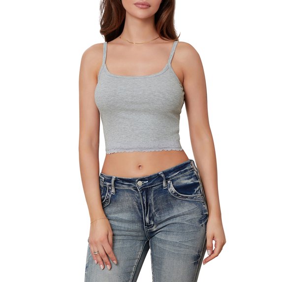 Michellecmm Women Camisole, Sleeveless Low-cut Lace Patchwork Slim Fit Summer Vest