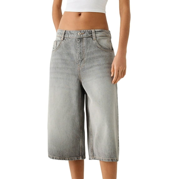 Michellecmm Women Capri Pants, Low Waist 3/4 Length Pants Casual Cropped Jeans