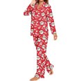 thumbnail image 1 of Michellecmm Women Christmas Pajamas Set Print Lapel Neck Button-up Long Sleeve Tops Long Pants Loungewear Outfit, 1 of 7