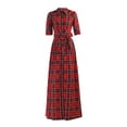 thumbnail image 1 of Michellecmm  Women Christmas Shirts Dress Plaid Turn-Down Collar Dress with Belt, 1 of 9
