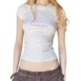 thumbnail image 1 of Michellecmm Women Crop Summer T-Shirts Casual Floral Print Basic Short Sleeve Tops for Streetwear Aesthetic Grunge Clothes, 1 of 9