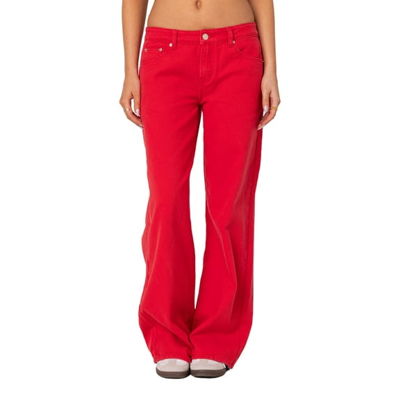 Michellecmm Women Denim Wide Leg Pants Casual Solid Color Loose Jeans Trousers