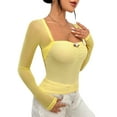 thumbnail image 1 of Michellecmm Women Fitted Crop Tops Cutout Mesh Long Sleeve Shirt Casual Pullover for Club Streetwear Aesthetic Grunge Clothes, 1 of 7