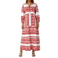 thumbnail image 1 of Michellecmm Women Geometric Print Long Dress, V-neck Puff Long Sleeve Loose Fashion Dress, 1 of 9