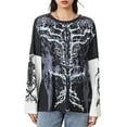 thumbnail image 1 of Michellecmm  Women Grunge T-Shirt Vintage Skull Print Long Sleeve Tops Streetwear, 1 of 9