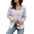 thumbnail image 1 of Michellecmm Women Knit Cardigan Long Sleeve Button Closure Contrast Color Fall Casual Jacket Sweater, 1 of 9