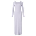 thumbnail image 1 of Michellecmm  Women Long Bodycon Dress Solid Color Ribbed Square Neck Dress, 1 of 9