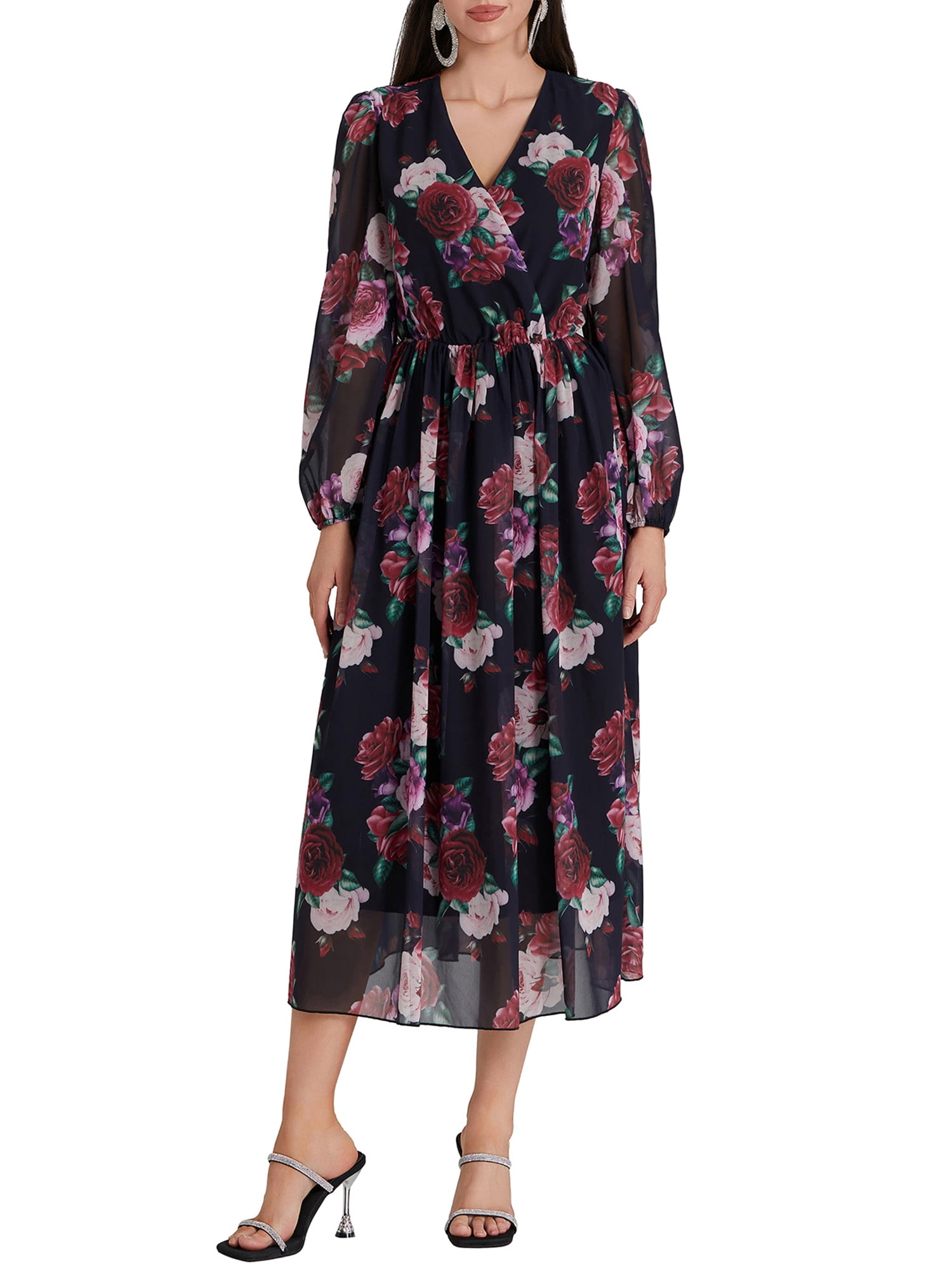 Floral Print Suspender Dress Summer Slim Fit Long Dresses For Womens Clothing