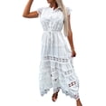 thumbnail image 1 of Michellecmm  Women Long Dress, Fly Sleeve Button-down Patchwork Swing Dress, 1 of 4