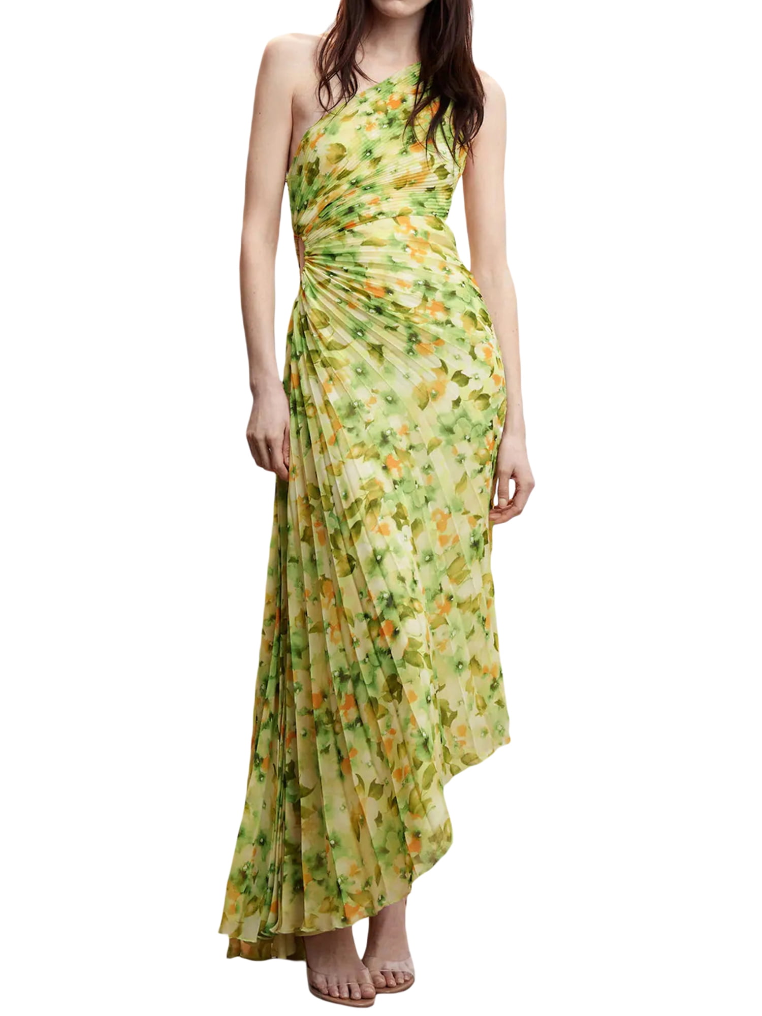 strapless open back dress Orange Floral Print One Shoulder Dress - Maxi Dresses main image 1