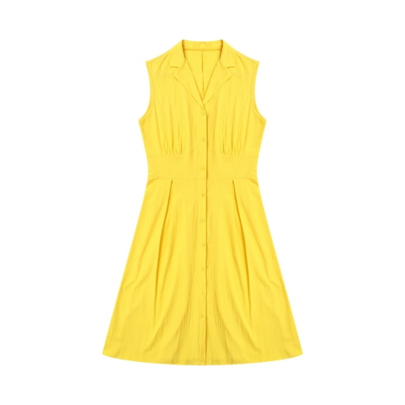 Michellecmm Women Long Dress, Sleeveless Button-down Summer A-line Dress