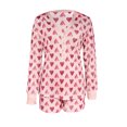 thumbnail image 1 of Michellecmm Women Long Sleeve Pajama Set, Heart Print V-neck Button Closure T-shirt with Shorts Sleepwear Loungewear, 1 of 7