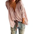 thumbnail image 1 of Michellecmm  Women Long Sleeve T-Shirts Solid Color V-Neck Buttons Casual Shirts, 1 of 6