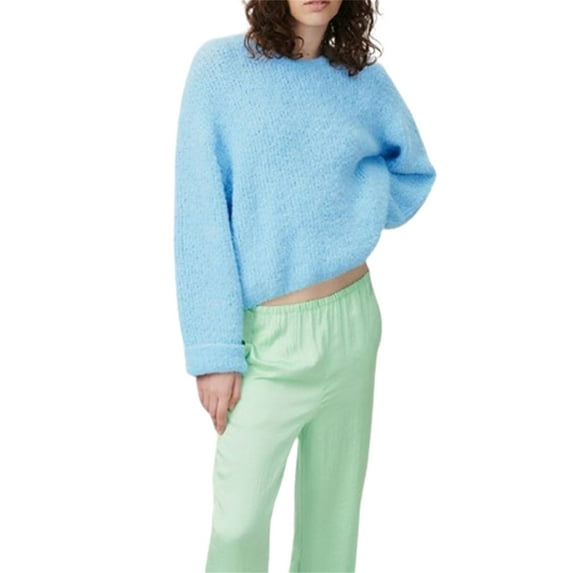Michellecmm Women Loose Knit Sweater Sweet Solid Color Long Sleeve Pullovers