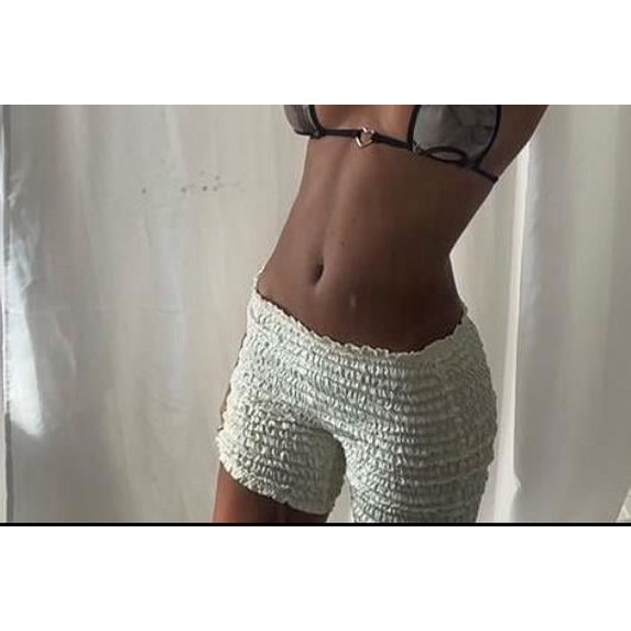 Michellecmm Women Low Rise Shorts Elastic Solid Color Ruched Trendy Shorts