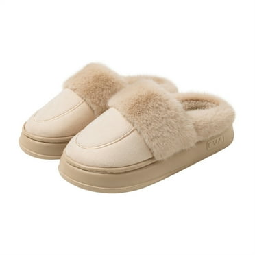 Michellecmm Women Men Soft Plush Slippers Cute Contrast Color Comfy Bedroom Slippers Non Slip Warm House Shoes for Winter