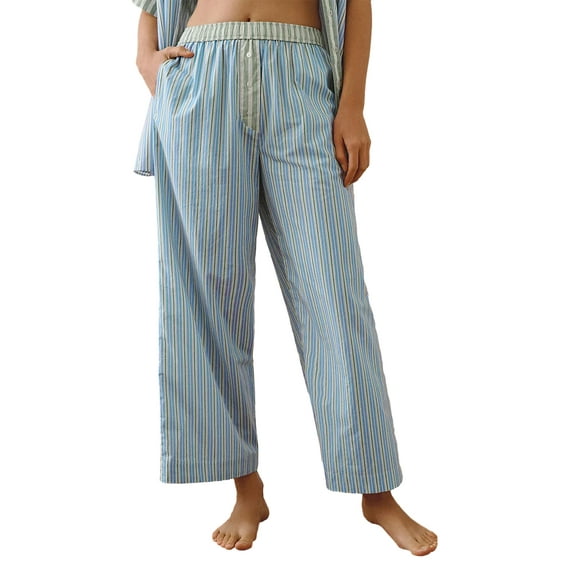 Michellecmm Women Pajama Pants, Elastic Waist Striped Pants Loose Casual Lounge Pants Sleepwear