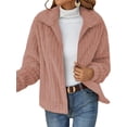 thumbnail image 1 of Michellecmm  Women Plush Zip Up Jacket Solid Color Warm Ribbed Long Sleeve Coat, 1 of 5