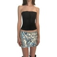 thumbnail image 1 of Michellecmm  Women Shiny Sequin Skirt Summer Elastic Mini A-line Skirt for Club, 1 of 9