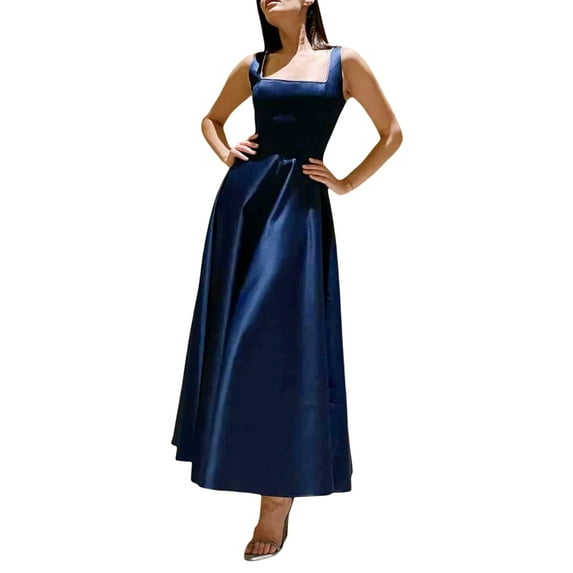 Michellecmm Women Sleeveless A-Line Dress Summer Square Neck Party Dress for Beach