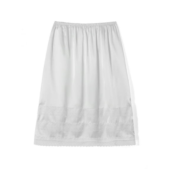 Michellecmm Women Solid Color Lace Skirt Elasticated Waist Wrap Smooth Loose Vintage Maxi Skirts