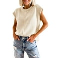 thumbnail image 1 of Michellecmm Women Solid Color Sweater Vests Crew Neck Cap Sleeve Loose Pullovers, 1 of 9