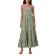 thumbnail image 1 of Michellecmm  Women Spaghetti Strap Cami Dress Solid Color Tiered Ruched Hem Dress, 1 of 7