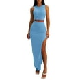 thumbnail image 1 of Michellecmm  Women Summer 2 Pieces Outfits Solid Color Tank Tops Long Skirts Set, 1 of 9